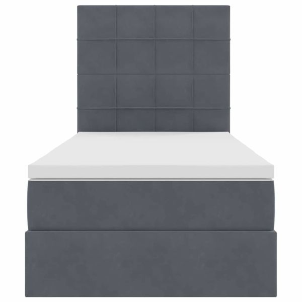 Легло с място за съхранение и LED Тъмен сив 90 x 190 cm Кадифе