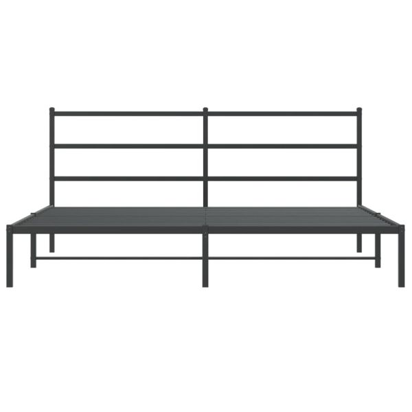 Метална рамка за легло с горна табла, черна, 180x200 см