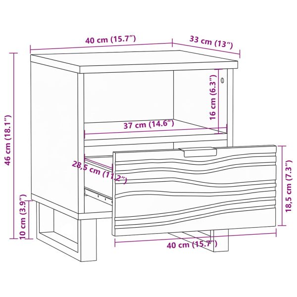 Нощен шкаф Орех 40 x 33 x 46 см Масивна акациева дървесина