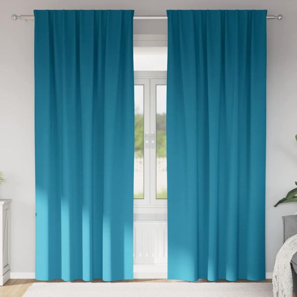 Завеси за затъмняване с пръстени 2 бр. Тюркоаз 245 x 140 см