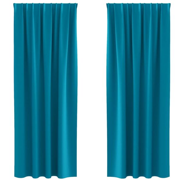 Завеси за затъмняване с пръстени 2 бр. Тюркоаз 260 x 140 см