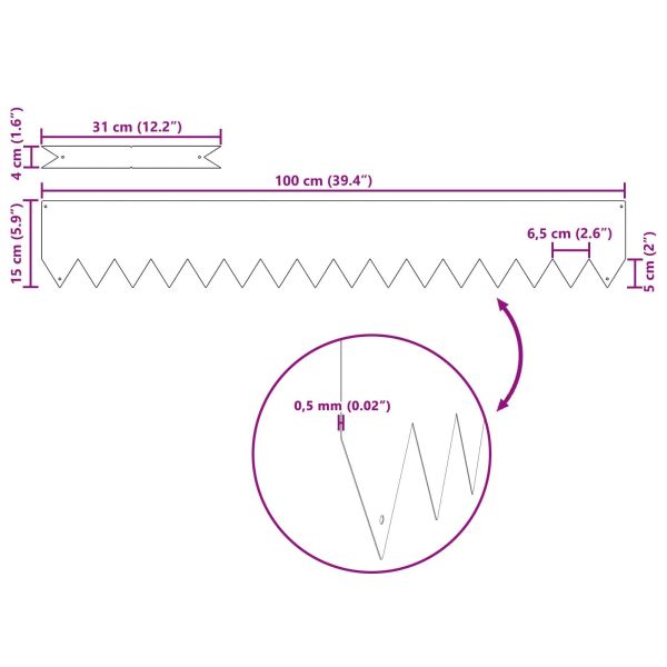 Ограда за трева 30 pcs Кафяво 100 x 0.05 x 20 см