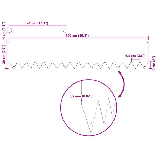 Ограда за трева 30 pcs Антрацит 100 x 0.05 x 20 см