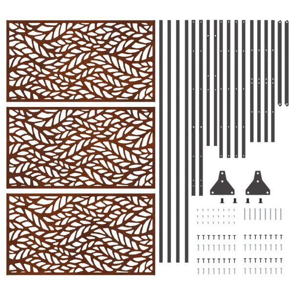 Екран за уединение Сив 100 x 50 x 180 см Патинираща стомана