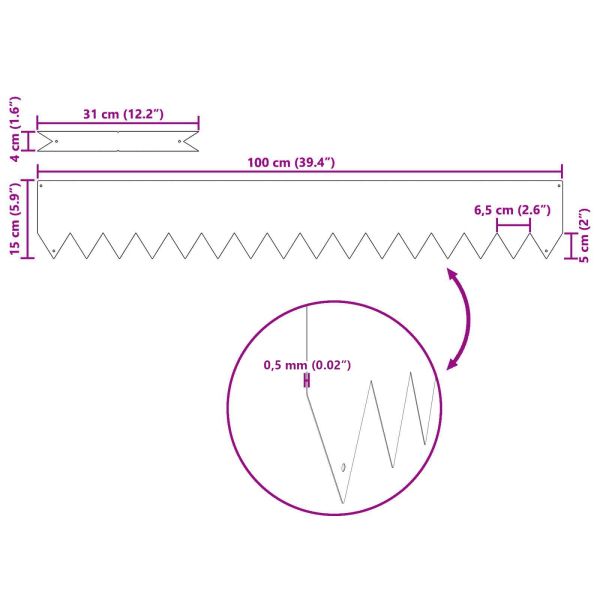 Ограда за трева 10 pcs Антрацит 100 x 0.05 x 20 см