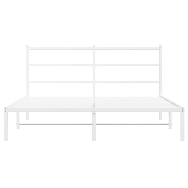 Метална рамка за легло с горна табла, бяла, 160x200 см