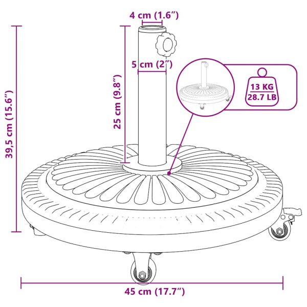 Основа за чадър Арт Деко Черно Ø 45 х 39.5 см Желязо