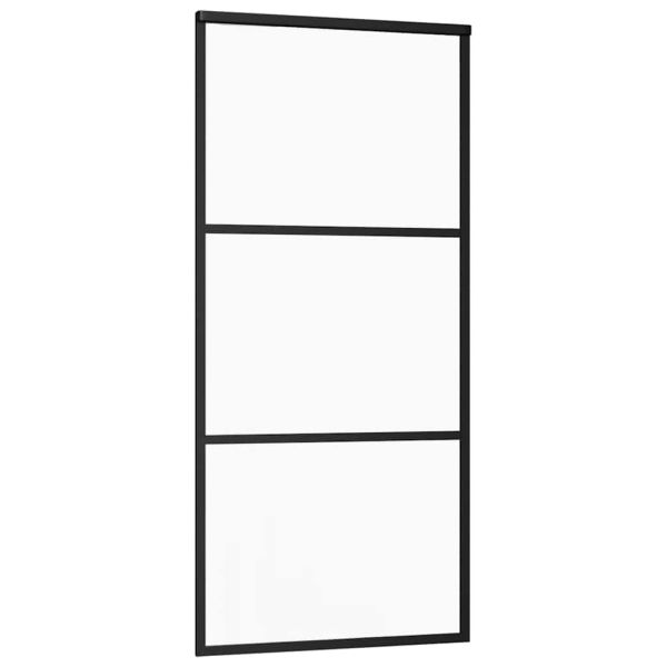 Плъзгаща врата, ESG стъкло и алуминий, 90x205 см, черна
