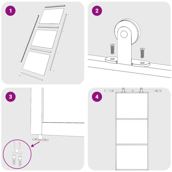 Плъзгаща врата, ESG стъкло и алуминий, 90x205 см, черна