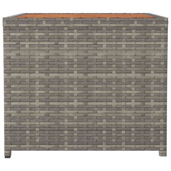 Маса за чай с дървен плот, сива, полиратан и акация масив