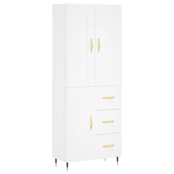 Висок шкаф, бял, 69,5x34x180 см, инженерно дърво