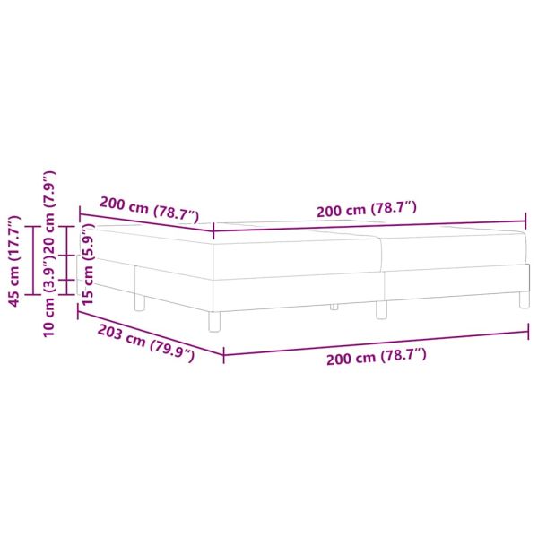Легло с пружинирана основа Синьо 200 x 200 cm текстил
