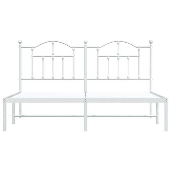 Метална рамка за легло с горна табла, бяла, 180x200 см