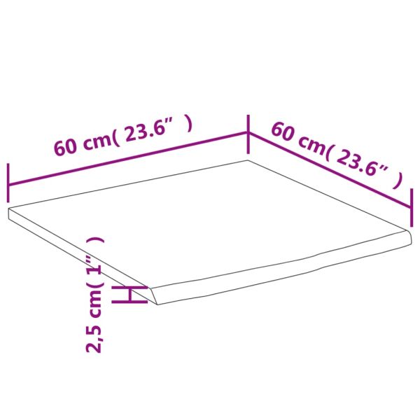 Плот за баня, 60x60x2,5 см, квадратен, масивно дърво акация