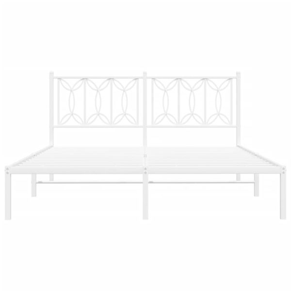 Метална рамка за легло с горна табла, бяла, 160x200 см