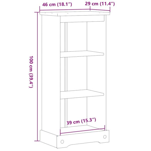 Етажерка за книги "Corona" 46x29x100 см масивно дърво бор