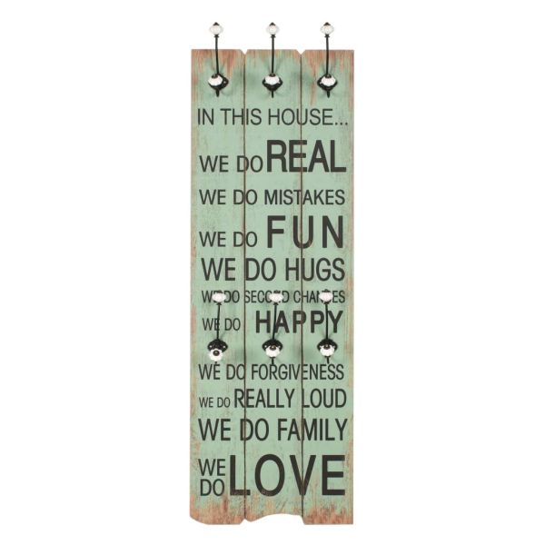 Закачалка за дрехи с 6 куки, 120х40 см, "HAPPY LOVE"