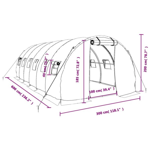 Оранжерия със стоманена рамка зелена 18 м² 6x3x2 м