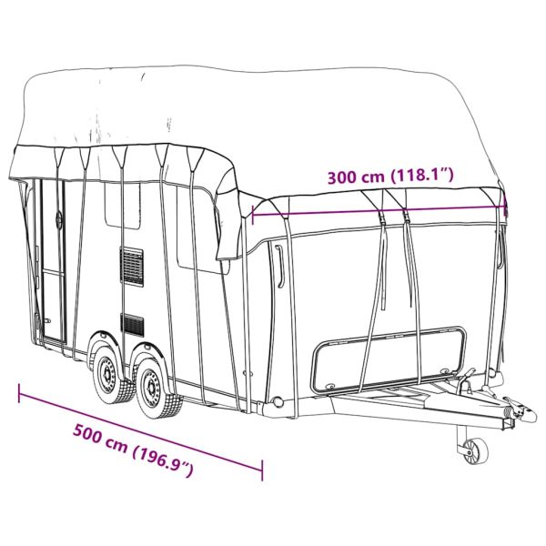 Покривало за покрив на каравана сиво 500x300cm Нетъкана материя