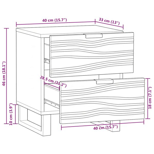 Нощен шкаф с чекмедже Бял и черен 40 x 33 x 46 см