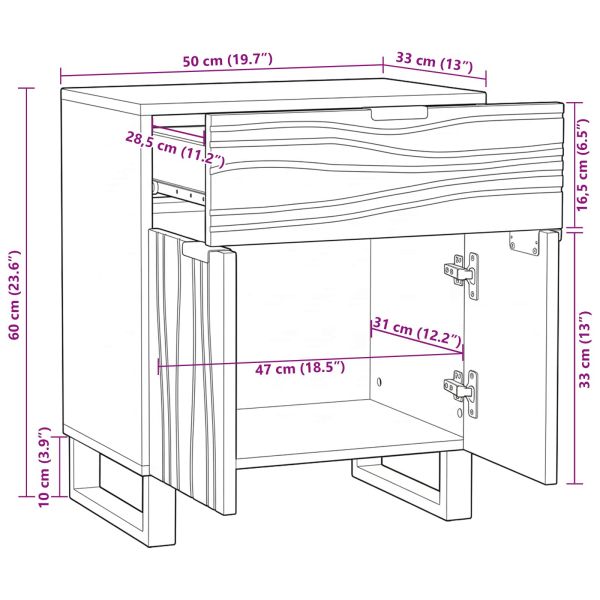 Нощен шкаф с чекмедже Бял и черен 50 x 33 x 60 см