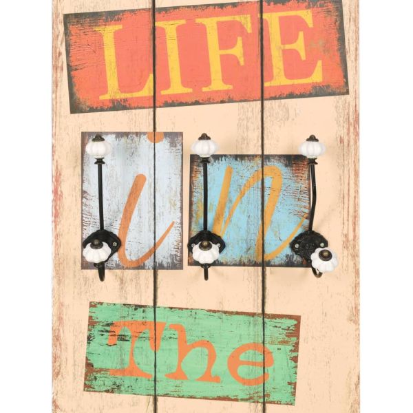 Закачалка за дрехи с 6 куки, 120х40 см, "LIVE LIFE"