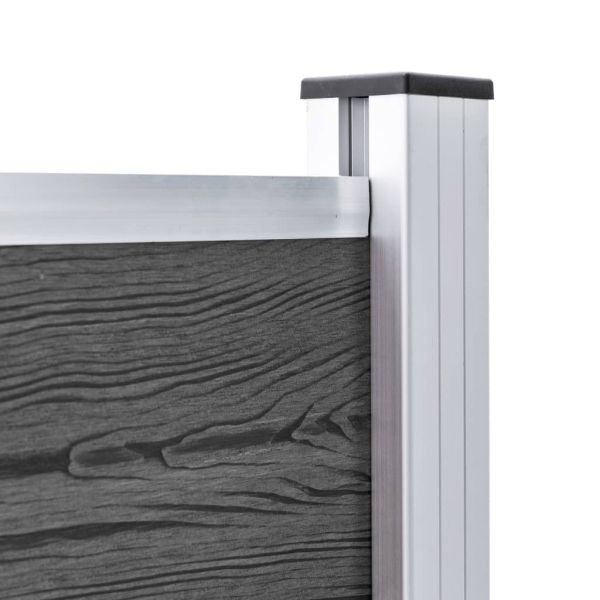 Ограден панел, WPC, 353x105 см, черен