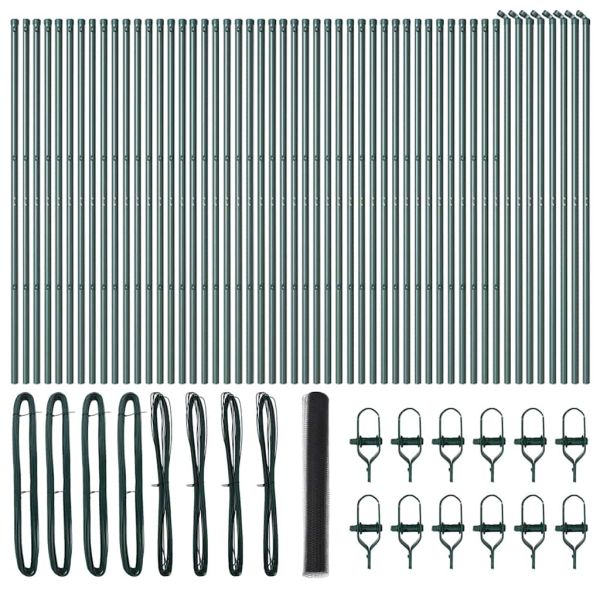 Стълб за ограда. Сив 100 x 1,4 м (мрежа 36 мм) Стомана и PVC
