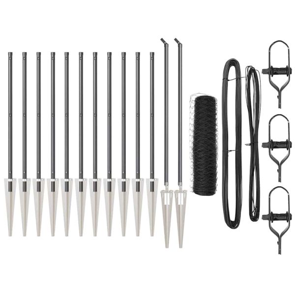 Стълб за ограда. Сив 25 x 1 м (50 мм мрежа) Стомана