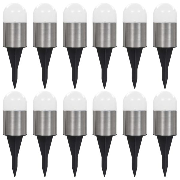 Соларни земни лампи, 12 бр, LED светлина, бели