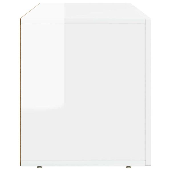 ТВ шкаф Лъскаво бяло 100 x 35 x 40 см Инженерно дърво