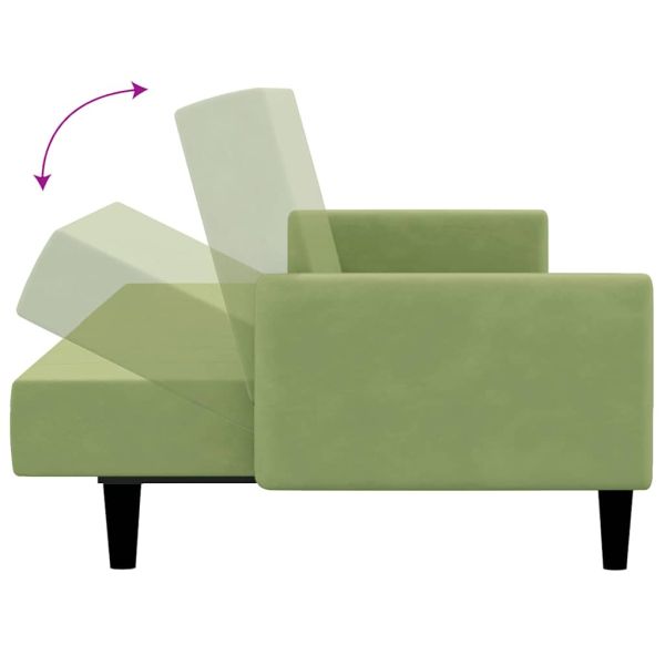 2-местно разтегателно канапе, светлозелено, кадифе