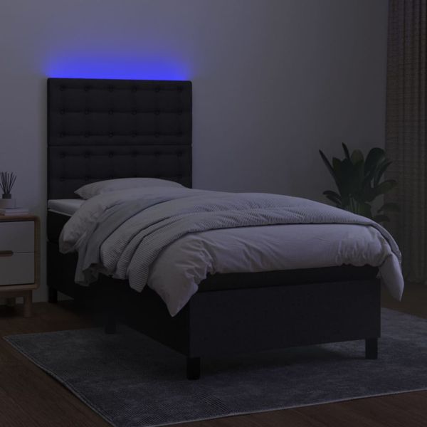 Боксспринг легло с матрак и LED, черна, 90x190 см, плат