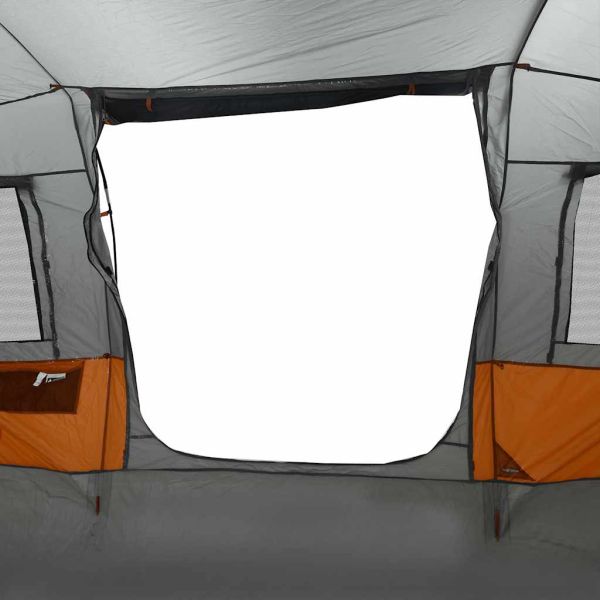 Къмпинг палатка тунелна за 4 човека сиво-оранжево водоустойчива