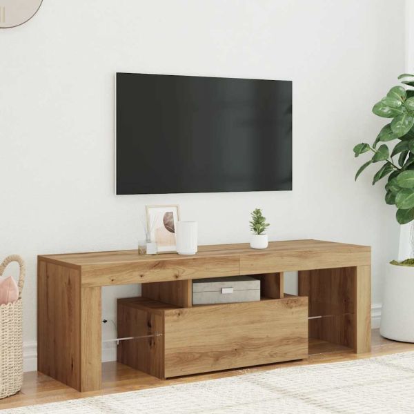 ТВ шкаф с LED осветление, 120x36,5x40 см, инженерно дърво