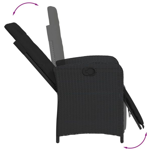 Бистро комплект с възглавници 3 части черен полиратан