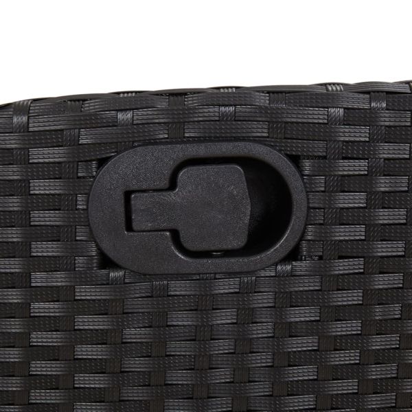 Градински комплект от 3 части с възглавници черни полиратан