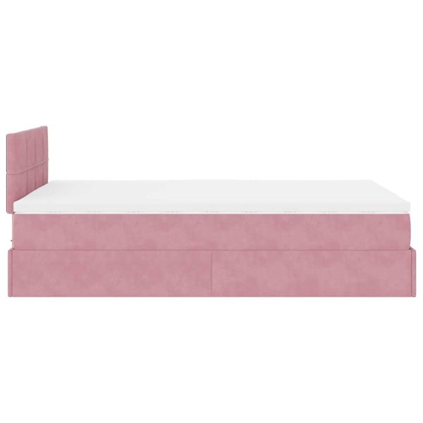 Османска легло с матрак, розово, 120x200 см, кадифе