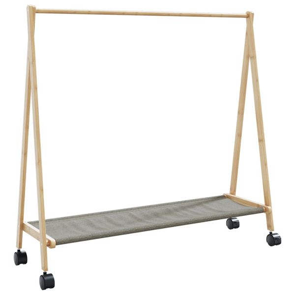 vidaXLL Стелаж за дрехи с рафтове и колела 106x34x106,5 cm Бамбук