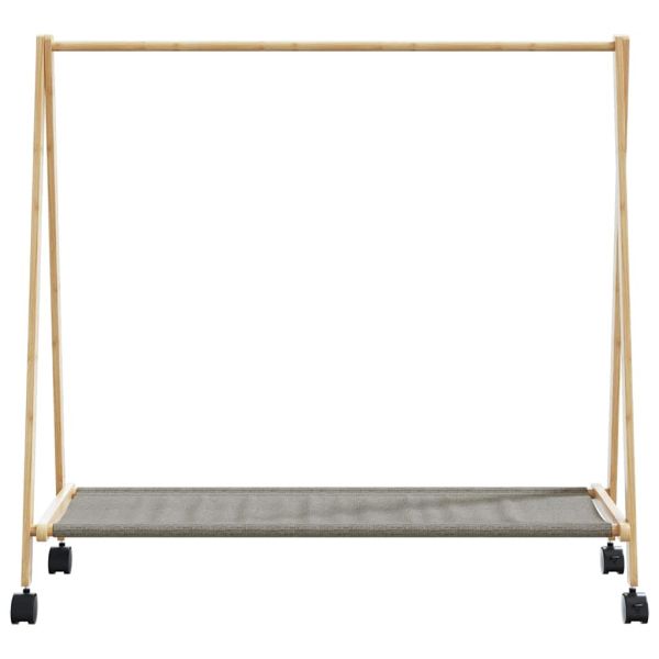 vidaXLL Стелаж за дрехи с рафтове и колела 106x34x106,5 cm Бамбук