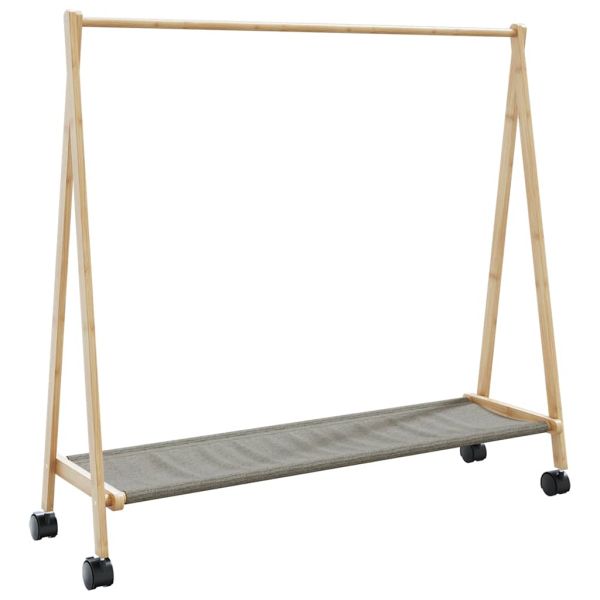 vidaXLL Стелаж за дрехи с рафтове и колела 106x34x106,5 cm Бамбук