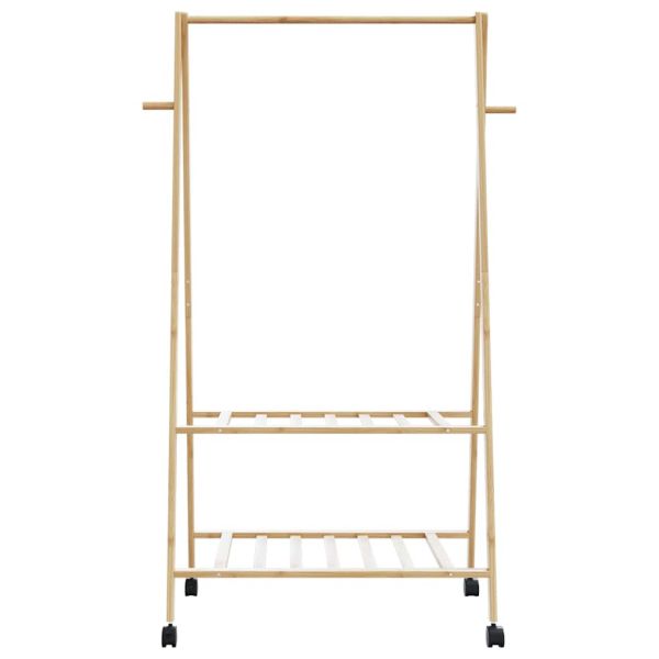 vidaXLL Стелаж за дрехи с рафтове и колела 96x45,5x155,5 cm Бамбук