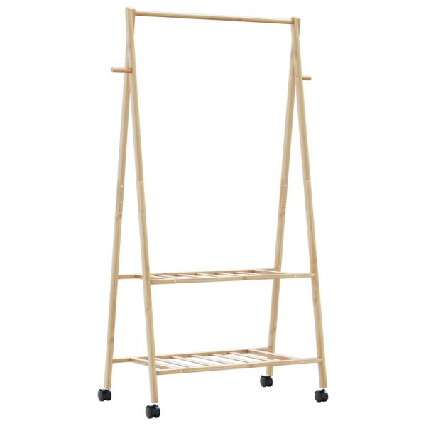 vidaXLL Стелаж за дрехи с рафтове и колела 96x45,5x155,5 cm Бамбук