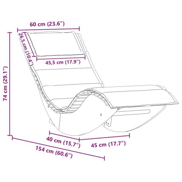 Люлеещ се шезлонг с възглавница, масивна дървесина, акация