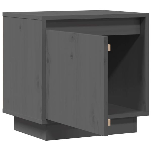 Нощно шкафче, сиво, 40x30x40 см, борово дърво масив