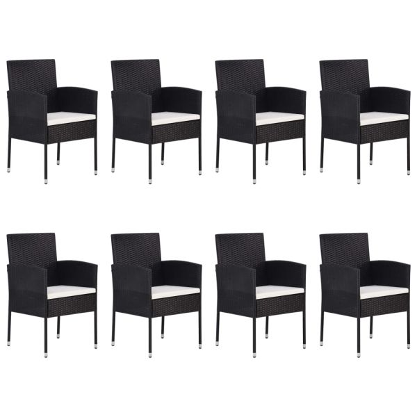 Градински трапезен комплект, 9 части, полиратан, черен