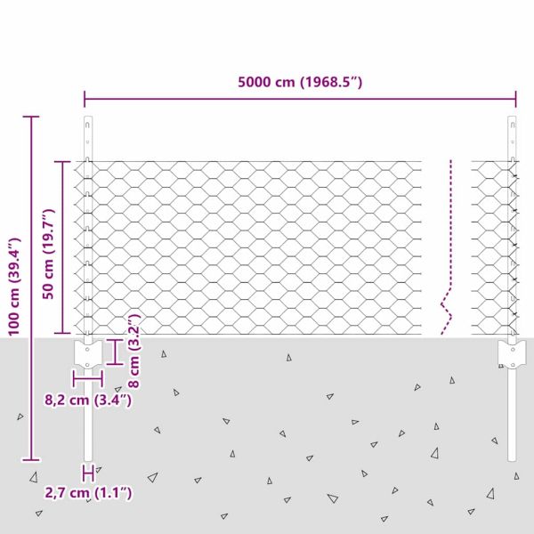 Ограда с пост Сребрист 0,5 x 50 м Стомана