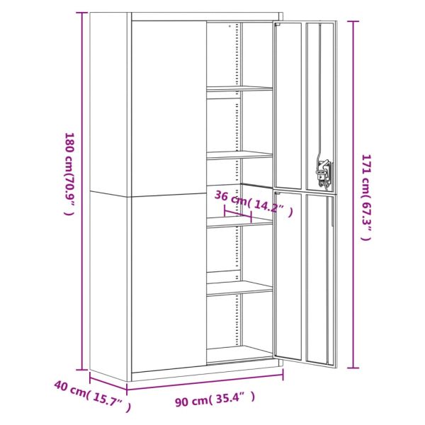 Шкаф за папки бял 90x40x180 см стомана