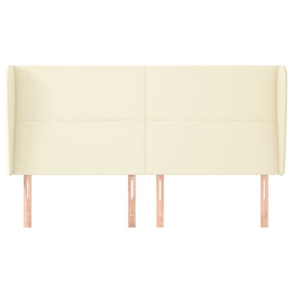 Горна табла с уши, кремава, 203x23x118/128 см, изкуствена кожа