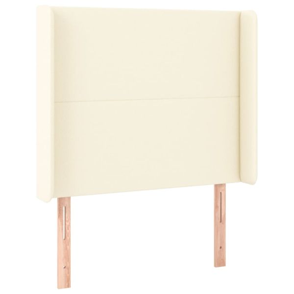 Горна табла с уши, кремава, 103x16x118/128 см, изкуствена кожа